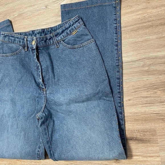 St. John‎ Sport Marie Gray Blue Jean Rhinestone High Rise Straight Leg Mom Jean - Picture 11 of 11